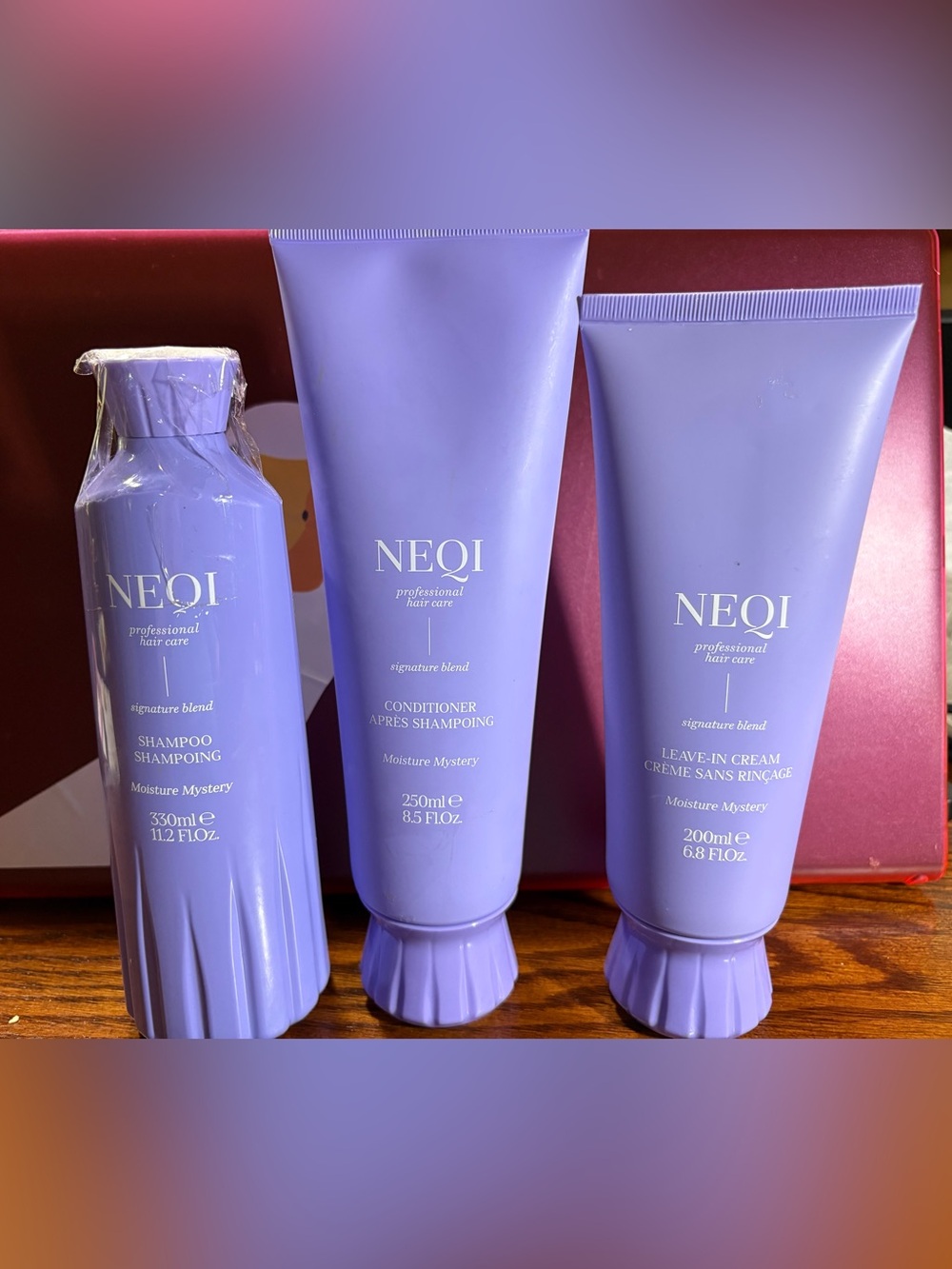 NEQI Moisture Mystery Haircare Set - Shampoo, Conditioner, & Leave-in Cream